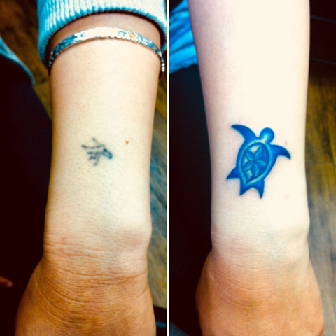 カバーアップタトゥー ホヌ 虹夜 刺青処